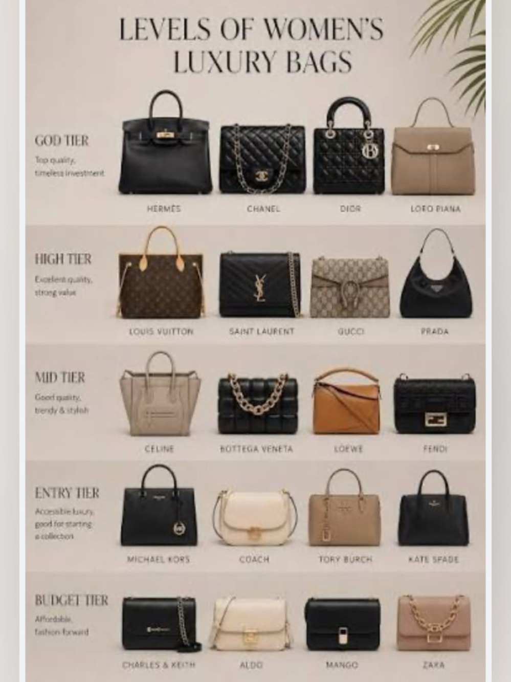 Levels of Women’s Luxury Bags. See Where Your Favourite Bag Falls.